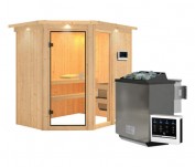 Karibu Sauna »Amy 1« mit Kranz, Bio Karibu Sauna »Amy 1« mit Kranz, Bio